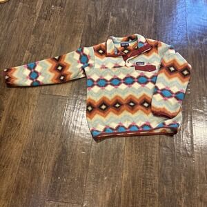 PATAGONIA Jacket Womens Small Synchilla Snap T Fleece Sweater Aztec Timber Twist